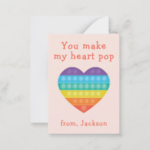 Pop fidget classroom valentine red note card