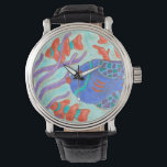 Pop Fish Watch<br><div class="desc">Swim under the sea with this beautiful water coloured fish. This painting by Nancy Slocum captures the beautiful water life under seas. It captures the multi-coloured fish with surrounded by wild kelp as they swiftly swim through. Get your beautiful fishes today on your next Zazzle product.</div>