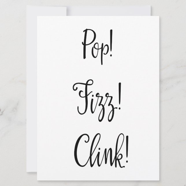 "Pop! Fizz! Clink!" Bubbly Bar Sign (Front)