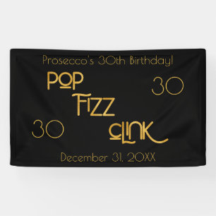 Pop Fizz Clink Elegant Typography Birthday Banner