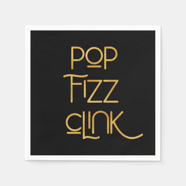 Pop Fizz Clink Elegant Typography Napkin (Front)