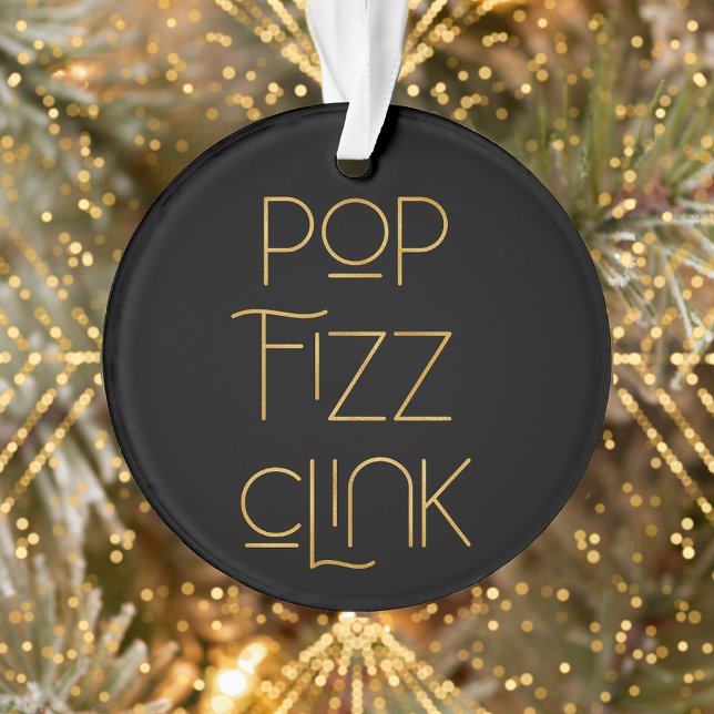 Pop Fizz Clink Elegant Typography Photo Ornament (Creator Uploaded)