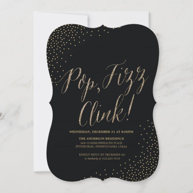 Pop, Fizz, Clink New Years Eve Party Invitation (Front)