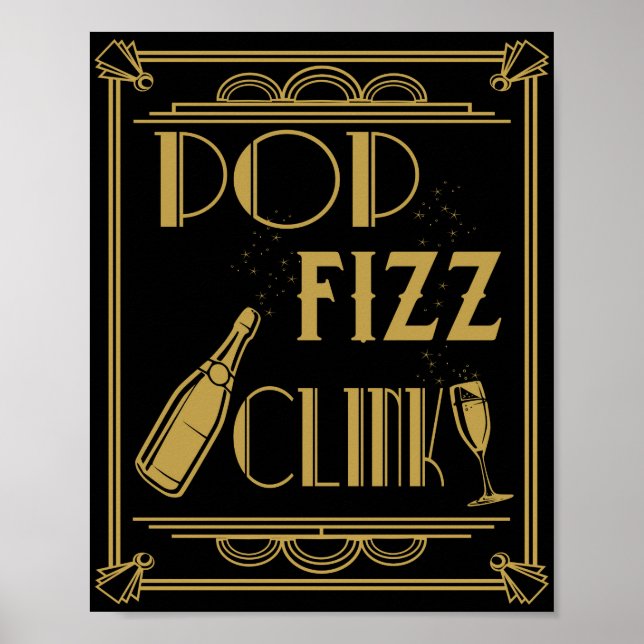 Pop Fizz Clink Party Poster Art deco (Front)