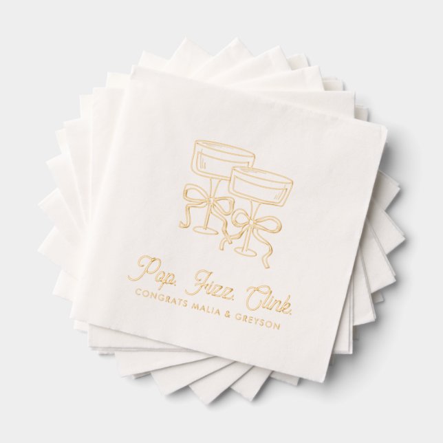Pop Fizz Clink Personalised Engagement Napkins (Insitu (Stacked))