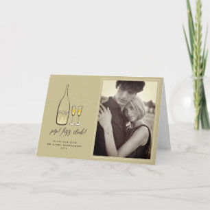 Pop Fizz Clink Stylish Gold Champagne Chic Photo Holiday Card