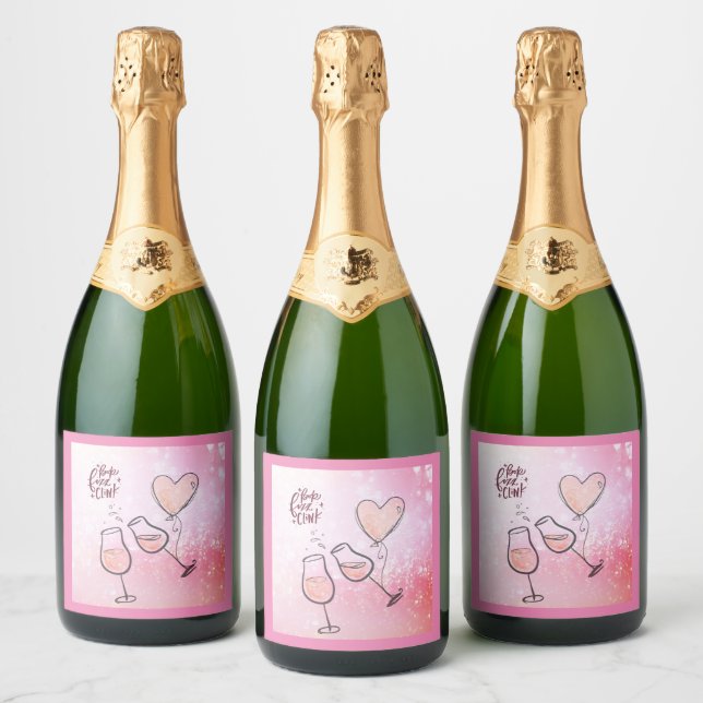 Pop Fizz Clink Wine Glass Sparkling Wine Celebrate Sparkling Wine Label (Bottles)