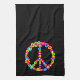 Pop Flower Power Peace Tea Towel