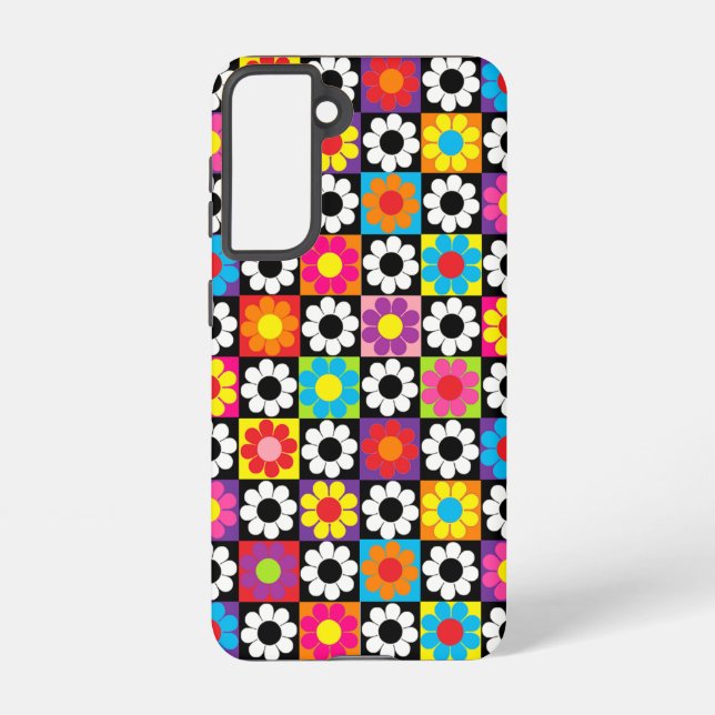 Pop Flower Power Squares Samsung Galaxy S21 Case (Back)