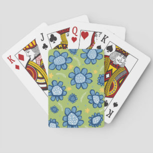 Pop Flowers blue Playing Cards