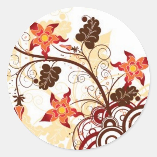 Pop Flowers Classic Round Sticker (Front)