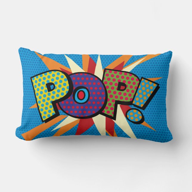POP Fun Modern Cool Colourful Comic Book Quote Lumbar Cushion (Front)
