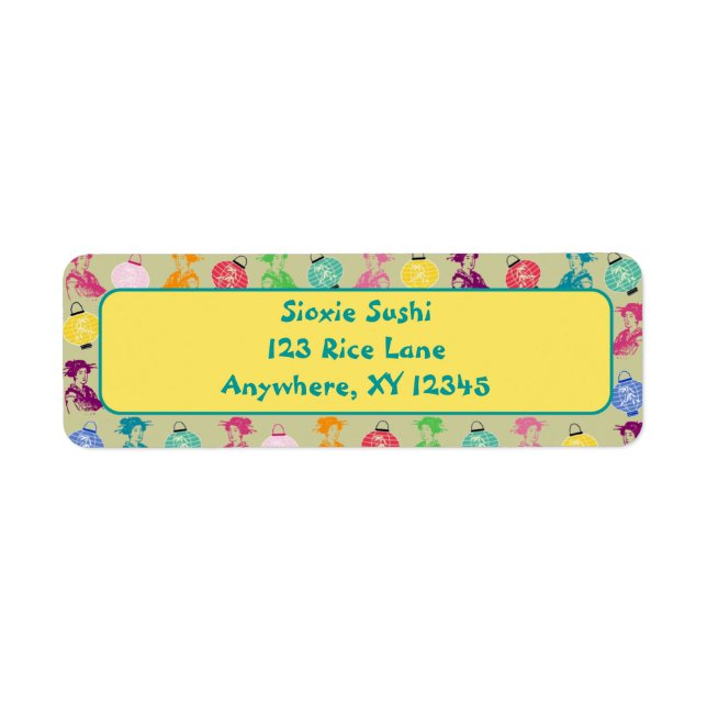 Pop Geishas & Lanterns Return Address Label (Front)