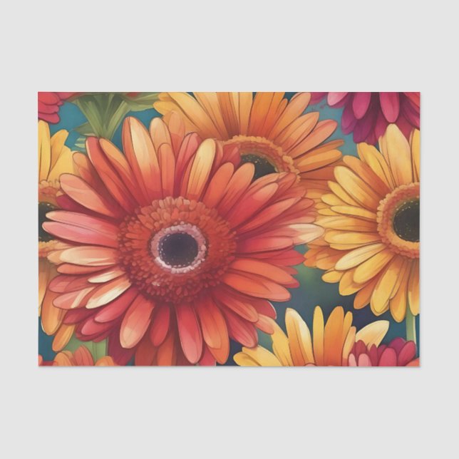 Pop Gerbera Daisy Pattern Tissue Paper (Front)
