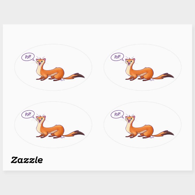 POP GOES THE WEASEL by Jeff Willis Art Oval Sticker (Sheet)