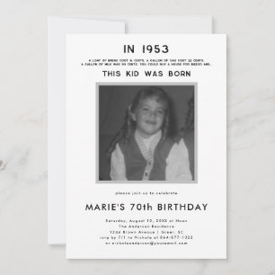 Pop History Photo Birthday Party Invitation