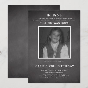 Pop History   Photo Birthday Party Invitation