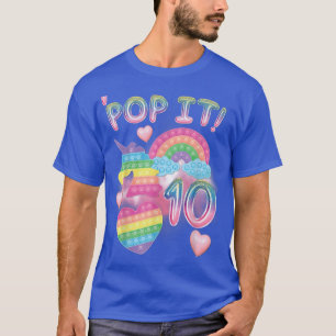 Pop It 10th Birthday Girl 10 Year Old unicorn rain T-Shirt