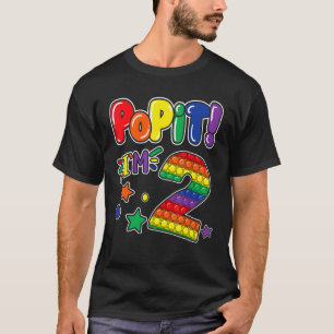 Pop It 2nd Birthday Girls Boys 2 Years Old Fidget T-Shirt