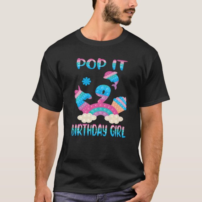 Pop It 9th Years Birthday Girl Fidget Toy For Birt T-Shirt (Front)