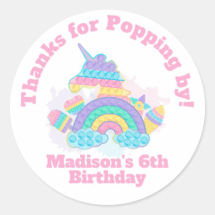 Pop it birthday classic round sticker