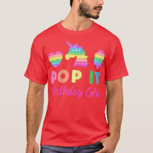 Pop it Birthday Girl Unicorn Heart Ice Cream Fidge T-Shirt