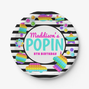 Pop It Birthday Invitation, Pop Fidget Invitation, Paper Plate