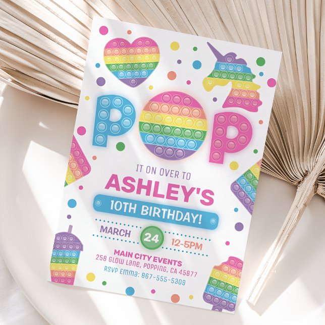 Pop It Birthday Invitation, Pop Rainbow Invite (Pop It Birthday Invitation)