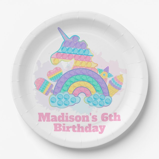 Pop it birthday  paper plate (Front)