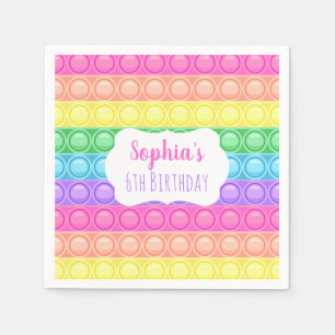 Pop It Birthday Party Napkins, Girl Birthday Napkin