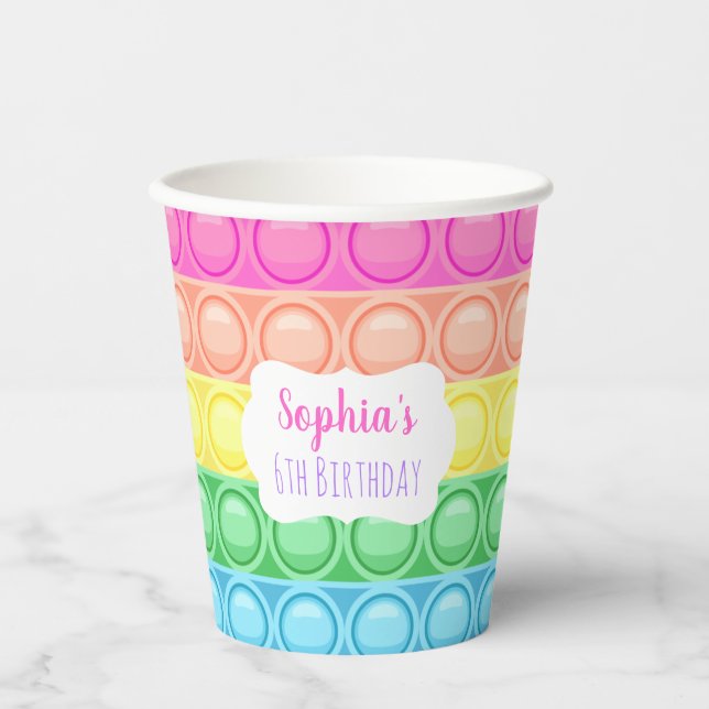 Pop It Birthday Party Paper Cup, Girl Birthday Cups (Front)