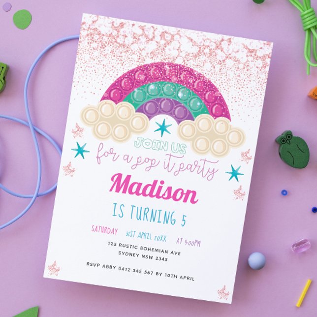 Pop It Birthday Party Rainbow Invitation (Creator Uploaded)