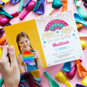 Pop It Birthday Party Rainbow Photo Invitation
