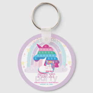 Pop It Birthday Personalised Unicorn Rainbow Key Ring
