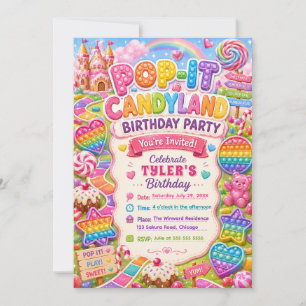 Pop-It Candyland Birthday Party Invitation