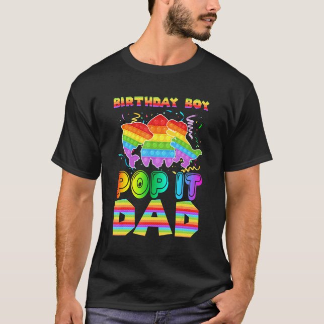 Pop It Dad Of The Birthday Boy Pop It Shark Dinosa T-Shirt (Front)