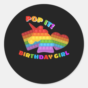 Pop It Dot Day Unicorn For Birthday Girl Classic Round Sticker