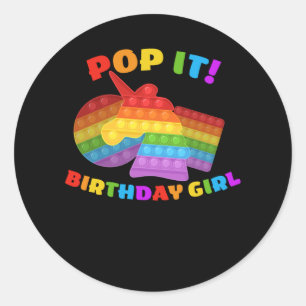 Pop It Dot Day Unicorn For Birthday Girl Classic Round Sticker