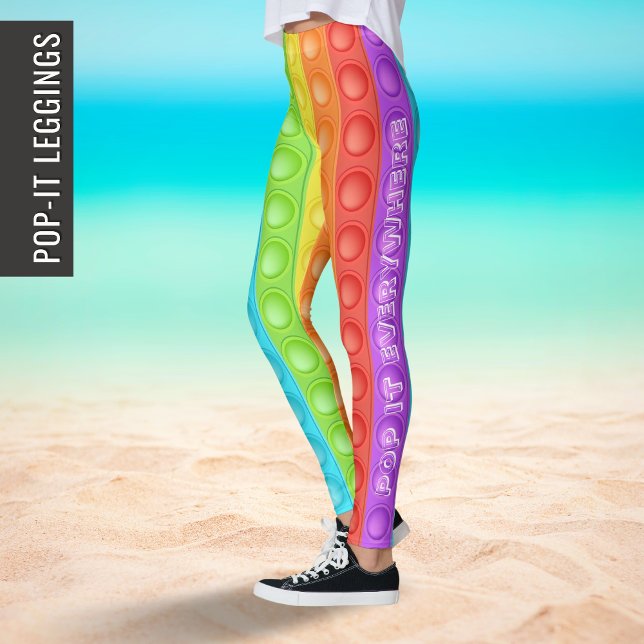 Pop it everywhere with text colourful sport yoga leggings (Creator Uploaded)