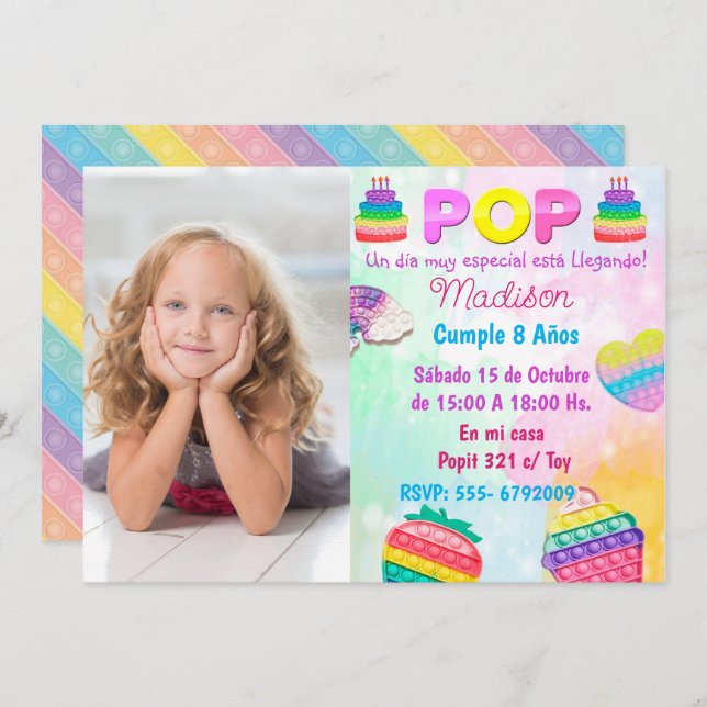 Pop It Girl Invitation (Front/Back)