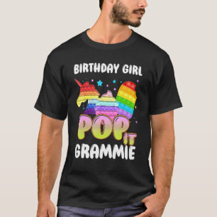Pop It Grammie Of The Birthday Girl Unicorn Ice Cr T-Shirt