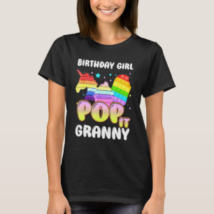 Pop It Granny Of The Birthday Girl Unicorn Ice Cre T-Shirt