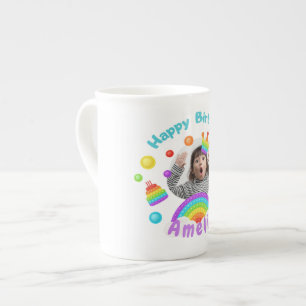 Pop It Happy Birthday Custom Name/ Photo Bone China Mug