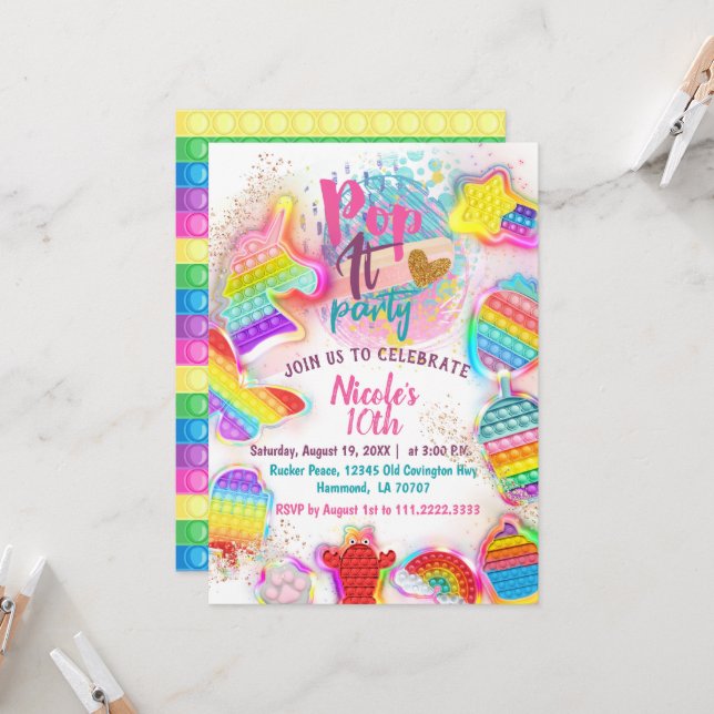 Pop it Invitation (Front/Back In Situ)