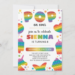 Pop it Invitation for Birthday Party Fidget Toy 