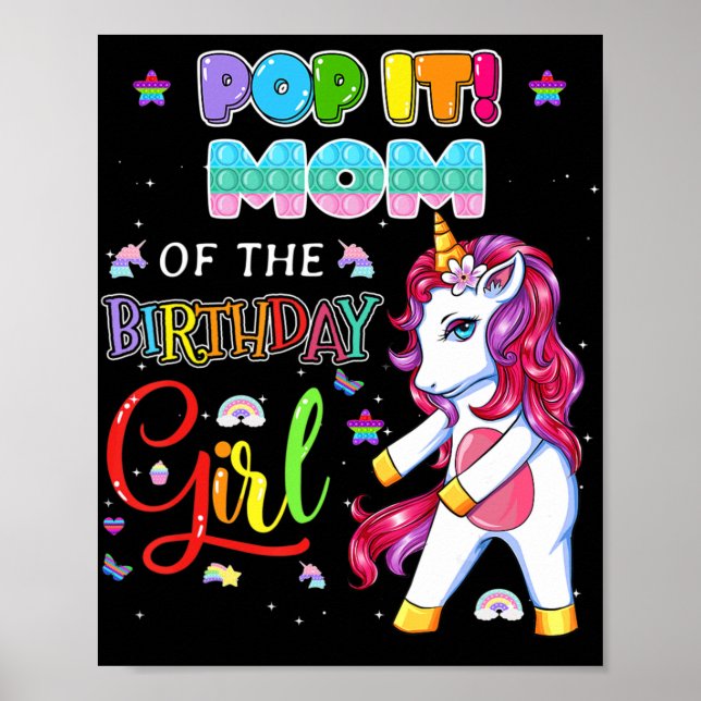 Pop It Mum of the Birthday Girl Fidget Family Matc Poster (Front)