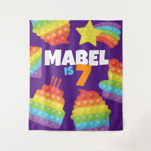 Pop It!   Rainbow Birthday Backdrop Tapestry