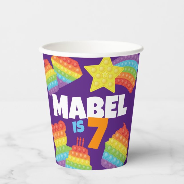 Pop It! | Rainbow Birthday Paper Cups (Front)