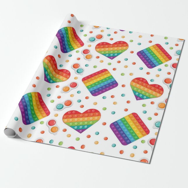Pop It Toy Rainbow Colours Birthday Wrapping Paper (Unrolled)