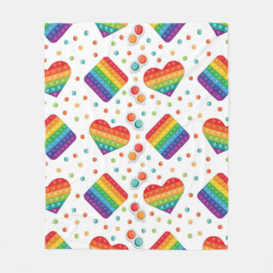 Pop It Toy Rainbow Colours Kids Fleece Blanket